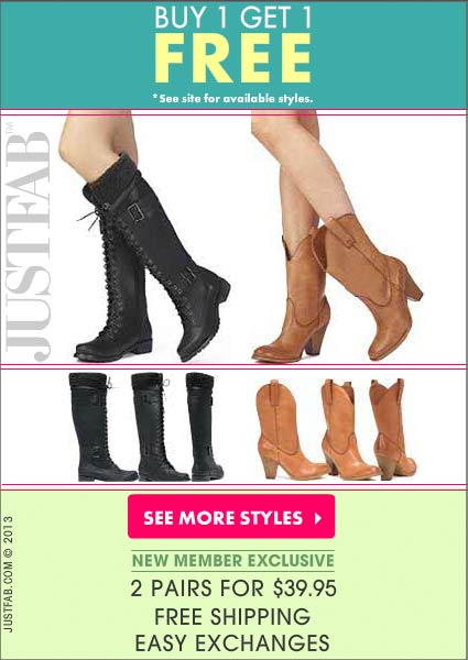 justfab boots 2 for 39.95