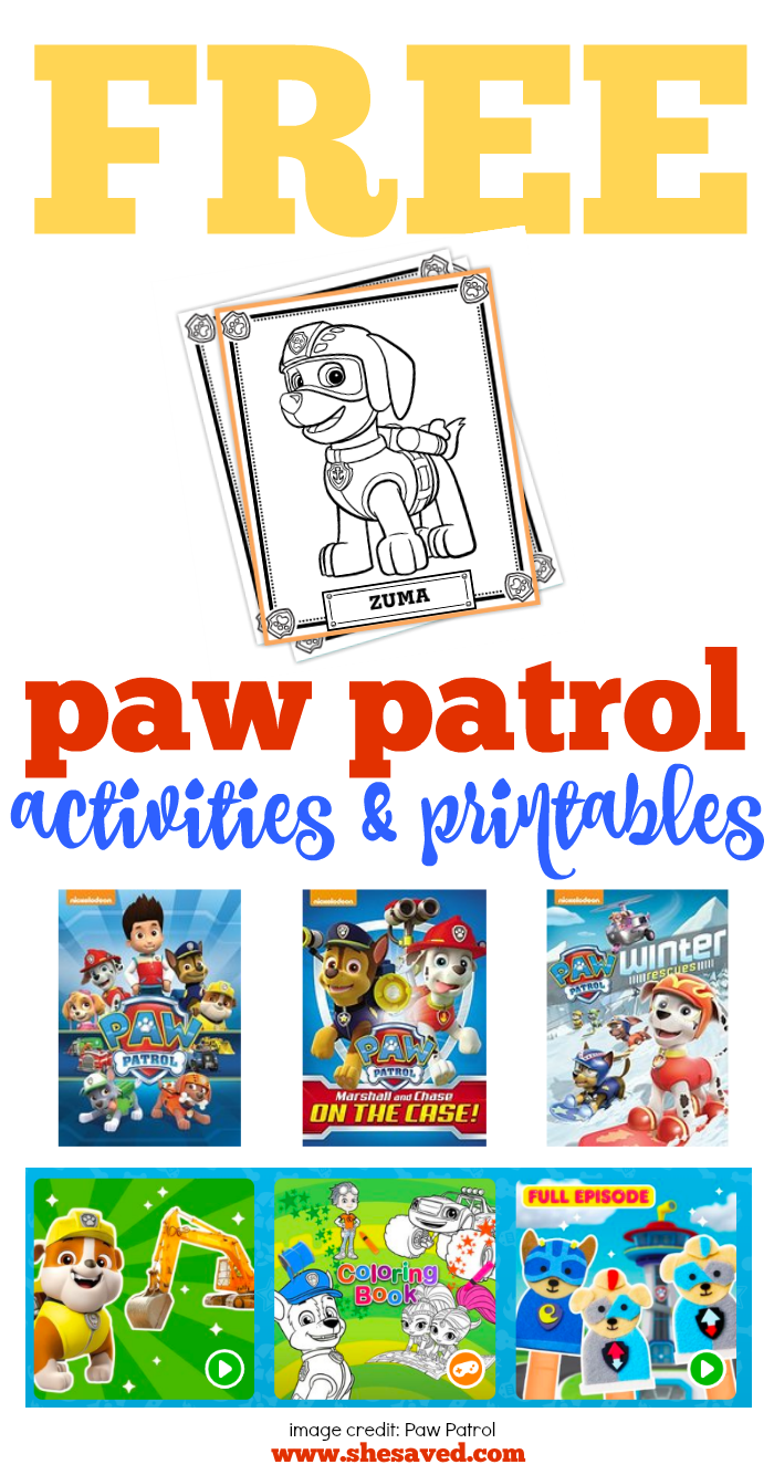 FREE Paw Patrol Printable Activities SheSaved®