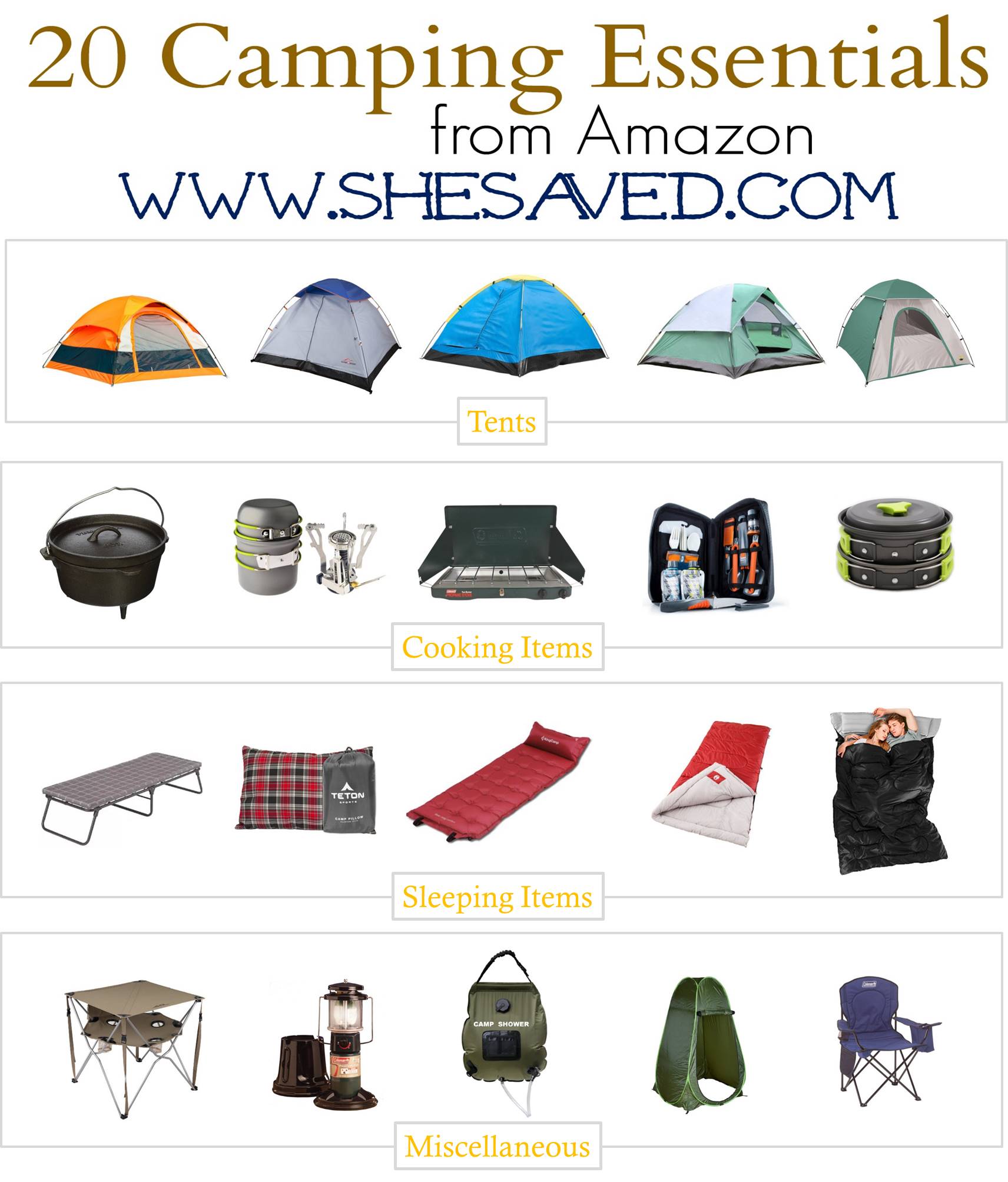 20 Camping Essentials Under 50 Each! SheSaved®