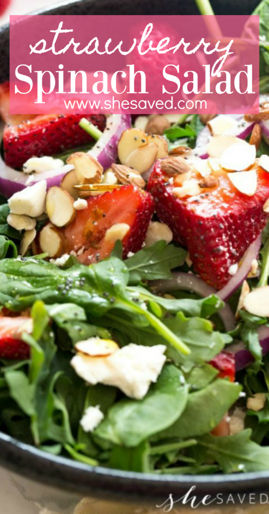 Strawberry Spinach Salad + Poppy Seed Dressing Recipe - SheSaved®